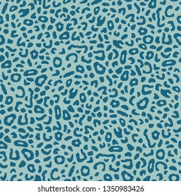 Blue Monochrome Leopard Print Vector Seamless Pattern