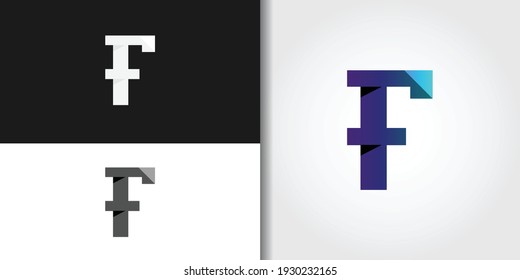 blue monochrome letter f logo set idea template vector