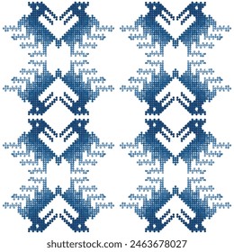 Blue monochrome polka dot seamless vector pattern on white background. Geometric playful deer texture for home decor, fashion and wrapping paper.