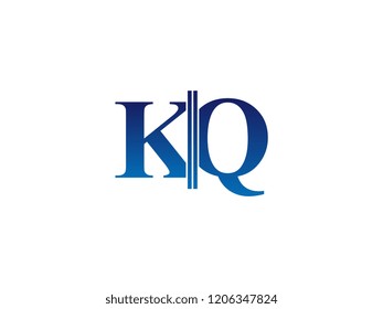The blue monogram logo letter KQ is sliced