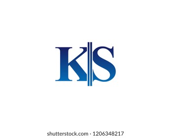 The blue monogram logo letter KS is sliced