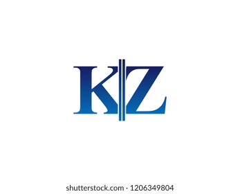 The blue monogram logo letter KZ is sliced