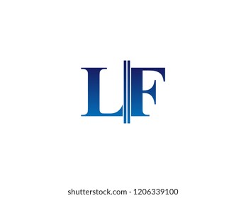 The blue monogram logo letter LF is sliced