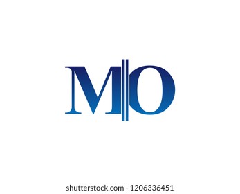 The blue monogram logo letter MO is sliced