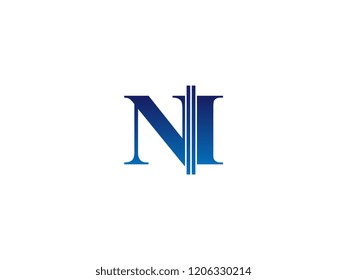 The blue monogram logo letter NI is sliced
