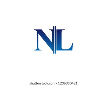 The blue monogram logo letter NL is sliced