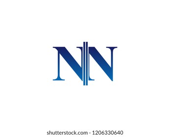 The blue monogram logo letter NN is sliced