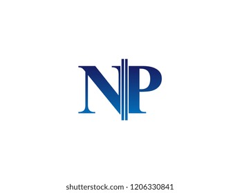 The blue monogram logo letter NP is sliced
