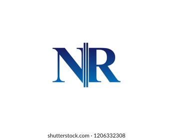 The blue monogram logo letter NR is sliced