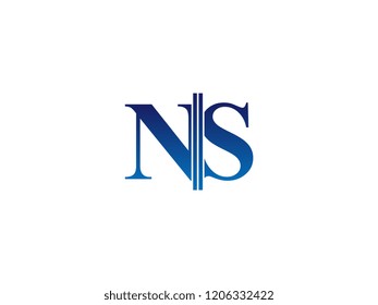The blue monogram logo letter NS is sliced
