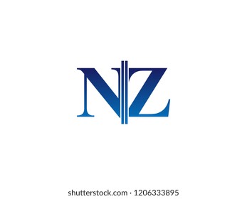 The blue monogram logo letter NZ is sliced