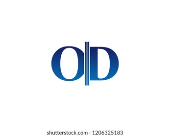 The blue monogram logo letter OD is sliced