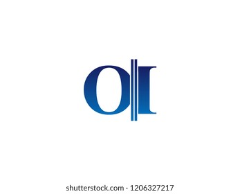 The blue monogram logo letter OI is sliced