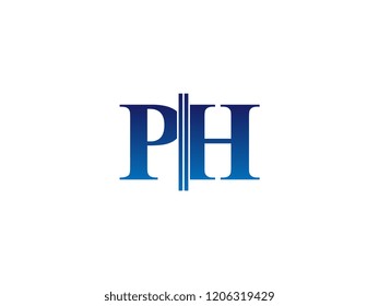 The blue monogram logo letter PH is sliced