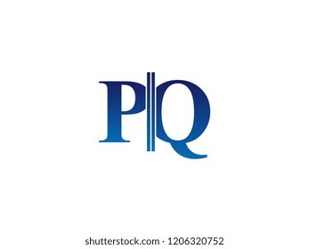 The blue monogram logo letter PQ is sliced