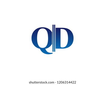 The blue monogram logo letter QD is sliced