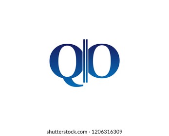 The blue monogram logo letter QO is sliced