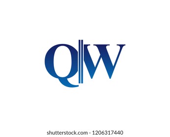 The blue monogram logo letter QW is sliced
