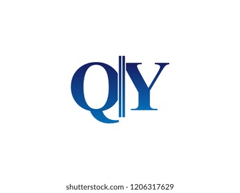 The blue monogram logo letter QY is sliced