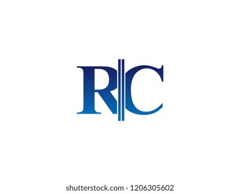 The blue monogram logo letter RC is sliced