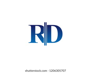 The blue monogram logo letter RD is sliced