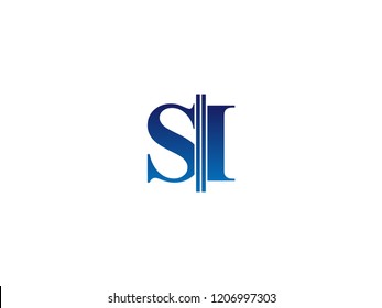 The blue monogram logo letter SI is sliced