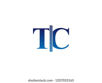The blue monogram logo letter TC is sliced