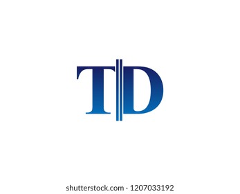 The blue monogram logo letter TD is sliced
