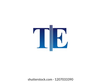 The blue monogram logo letter TE is sliced