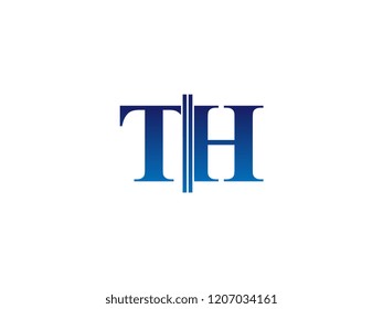 The blue monogram logo letter TH is sliced
