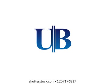 The blue monogram logo letter UB is sliced