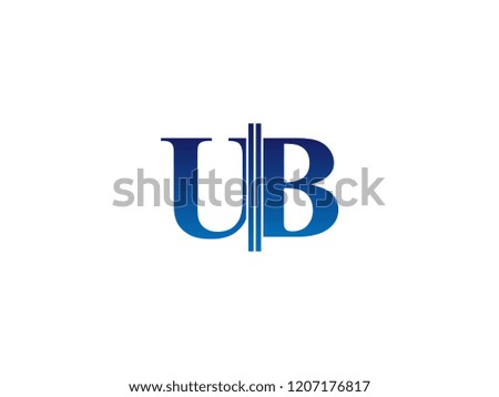 The blue monogram logo letter UB is sliced