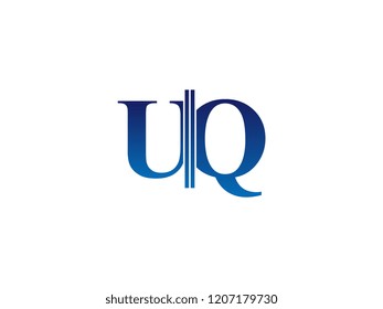 The blue monogram logo letter UQ is sliced