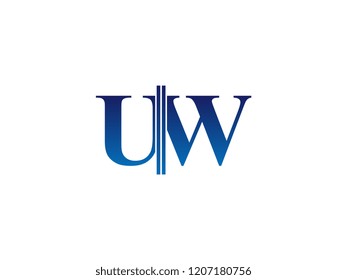 The blue monogram logo letter UW is sliced