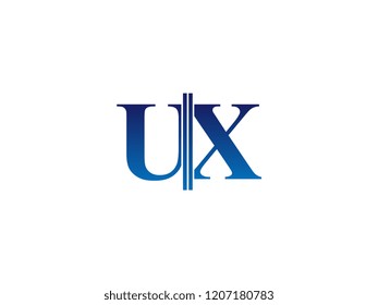 The blue monogram logo letter UX is sliced