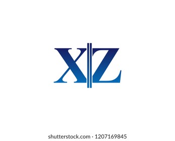 The blue monogram logo letter XZ is sliced