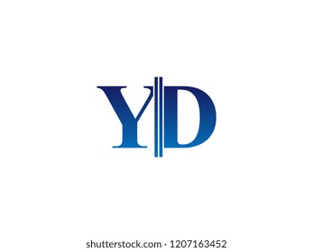 The blue monogram logo letter YD is sliced