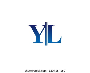 The blue monogram logo letter YL is sliced