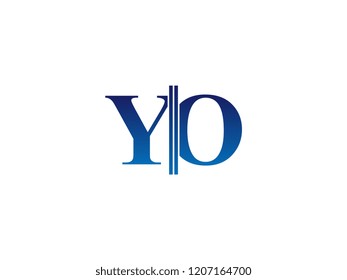 The blue monogram logo letter YO is sliced