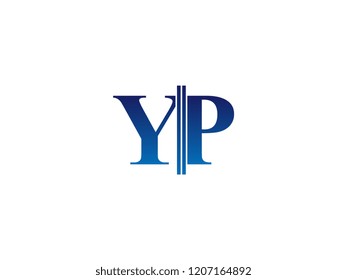 The blue monogram logo letter YP is sliced
