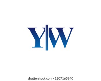 The blue monogram logo letter YW is sliced