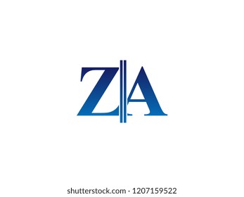The blue monogram logo letter ZA is sliced