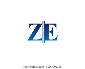The blue monogram logo letter ZE is sliced