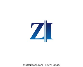 The blue monogram logo letter ZI is sliced