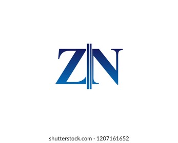 The blue monogram logo letter ZN is sliced