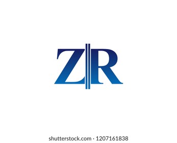 The blue monogram logo letter ZR is sliced