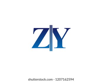 The blue monogram logo letter ZY is sliced