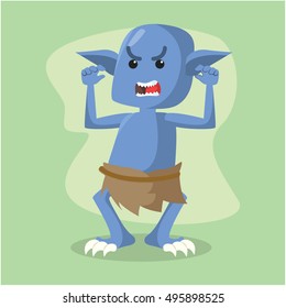 blue monster angry vector illustration design