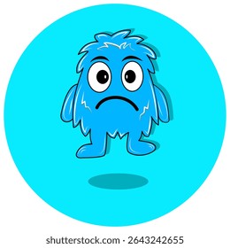 A blue monster with a calm or slightly gloomy facial expression, yet still adorable. This clean and modern design is ideal for children's illustrations, digital media, or branding 