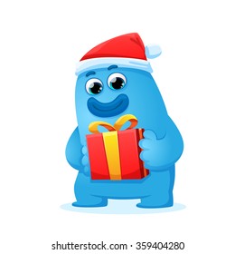 Blue monster with a gift